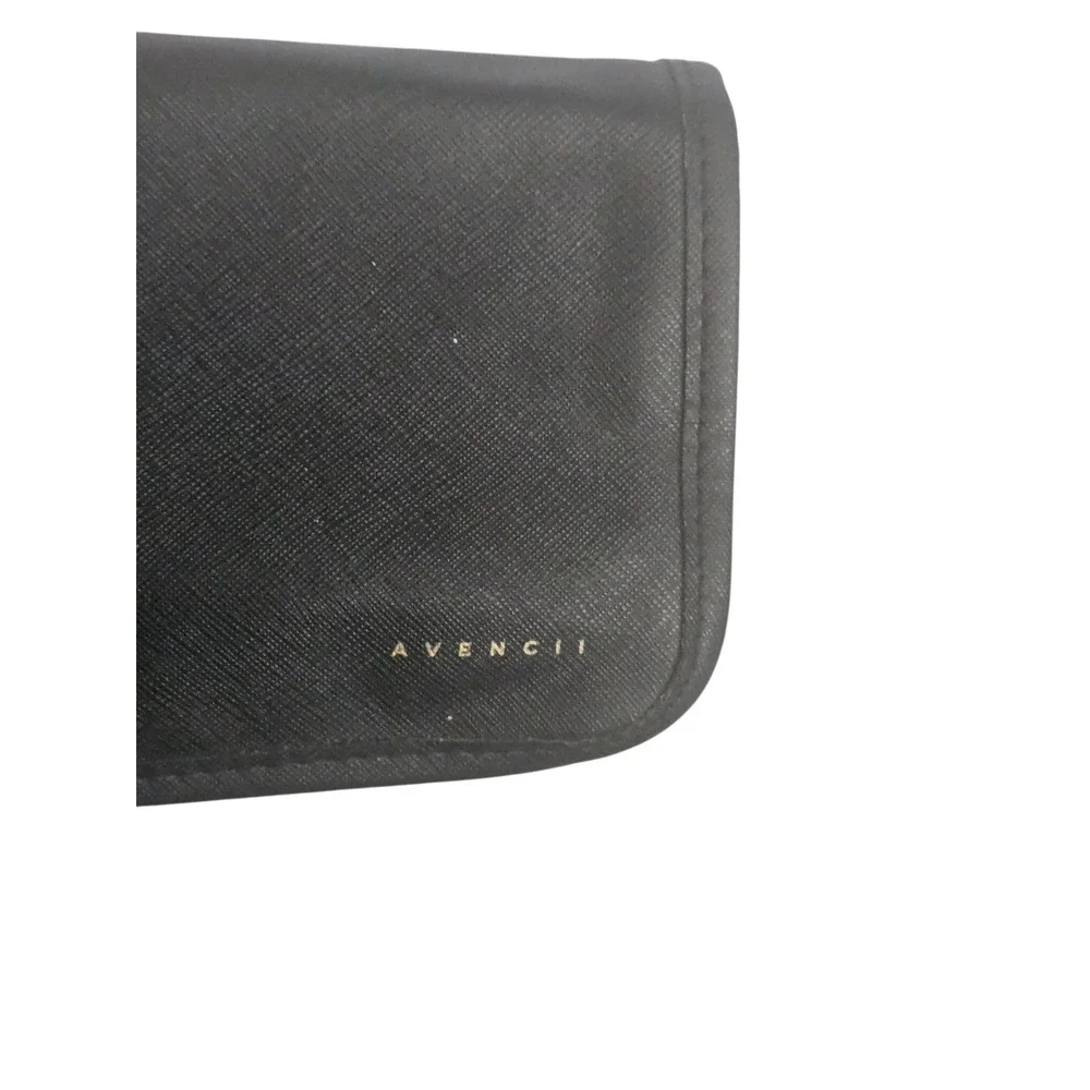 AVENCII Black Faux Leather‎ Jewelry Organizer Roll Travel Storage Bag Pouch